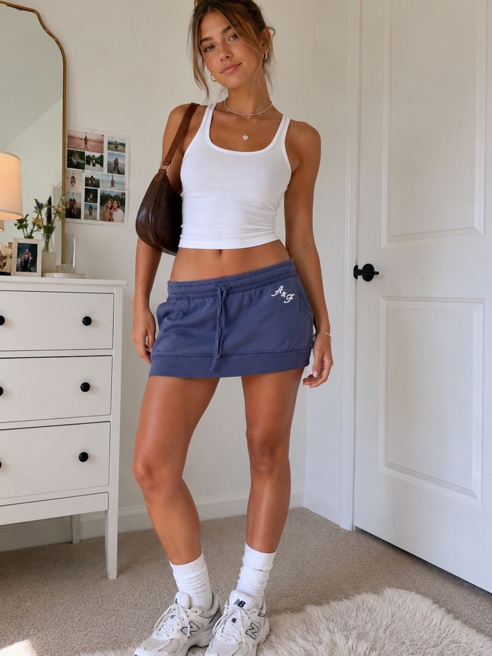 Vintage Abercrombie & Fitch Sweatshirt micro Mini Skirt Blue twee Athleisure  M.
